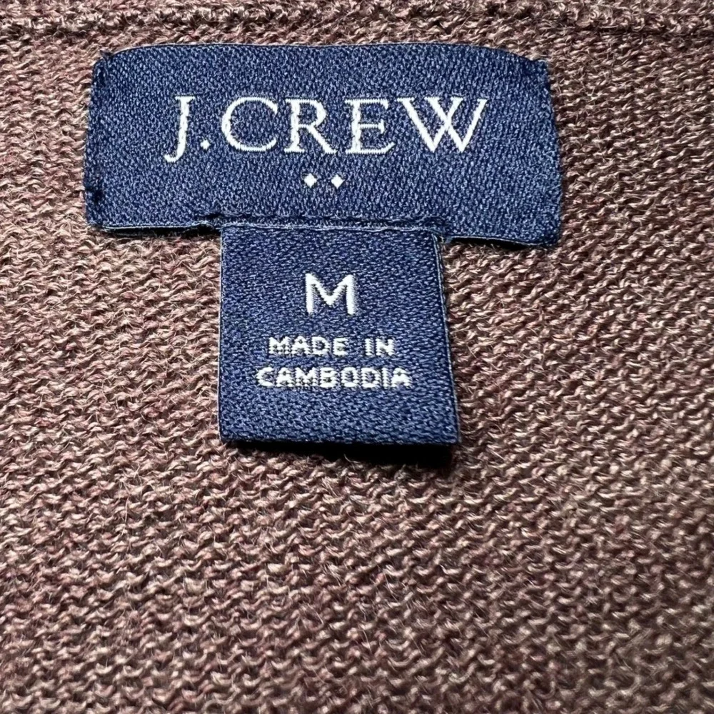 J.Crew Mens Size Medium Merino Wool Blend Crewneck Sweater Preppy Brown Pullover